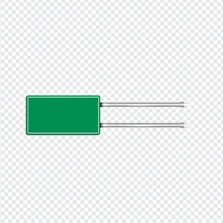Realistic green road sign with transparent background, vector illustrationのイラスト素材
