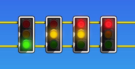 Realistic traffic lamp set, vector illustrationのイラスト素材