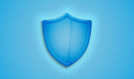 Realistic  shield on a blue background, vector illustrationのイラスト素材