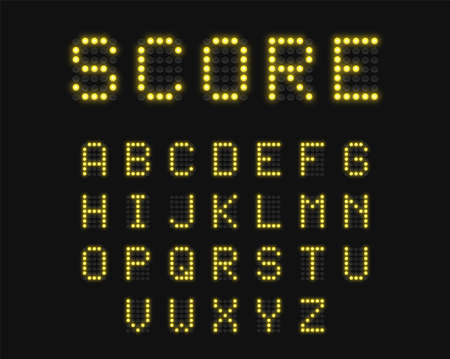 Realistic digital scoreboard font set, vector illustrationのイラスト素材