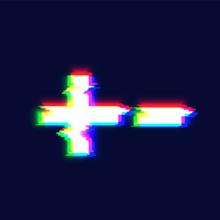 Realistic glitch font character 'plus / minus' vector illustrationのイラスト素材
