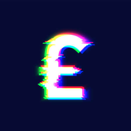 Realistic glitch font character 'pound', vector illustrationのイラスト素材