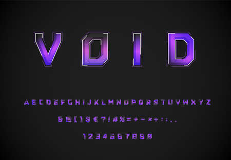 Futuristic 'Void' purple / blue font with dashed strokes and blending effects, vector illustrationのイラスト素材