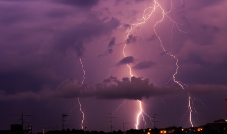Lightning during stormの写真素材