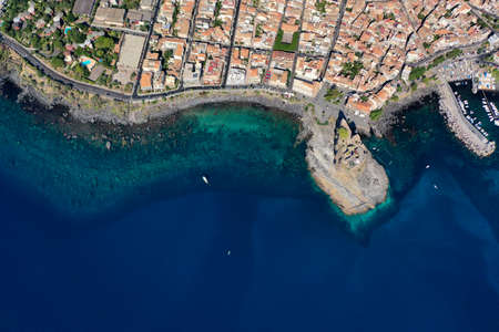 Acicastello from above - Castle and blue sea with sharp and clear seabedのeditorial素材