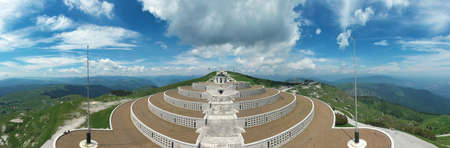 Military shrine -Bassano del Grappa from above, aerial viewの写真素材