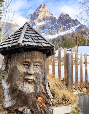 San Martino di Castrozza -wood sculptureのeditorial素材