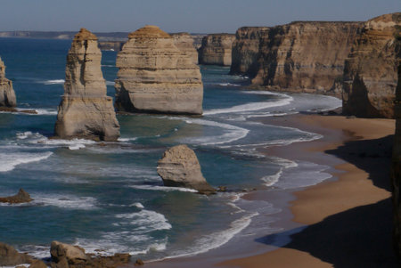 The Twelve Apostles are a collection of limestone stacks off the shore of Port Campbell National Park, by the Great Ocean Road in Victoria, Australia.の写真素材