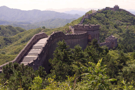 Many parts of the Great Wall, as shown here, have been restored. Other sections have been left in the state Time has created.の写真素材