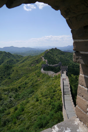 Many parts of the Great Wall have been restored. Other sections have been left in the state Time has created.の写真素材