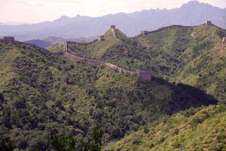 Many parts of the Great Wall have been restored. Other sections have been left in the state Time has created.の写真素材