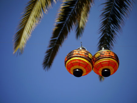 Chinese New Year is celebrated all over the world. These lanterns were spotted in Glendale, California.のeditorial素材