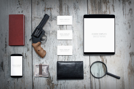Mockup business template. Detective agency. High resolution. 3D reanderの写真素材