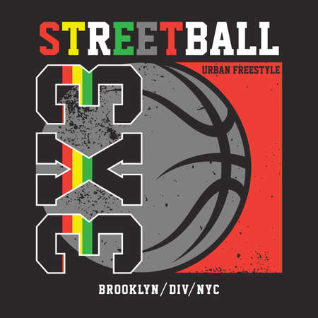 Vector illustration on the theme of basketball. Grunge design. Sport typography, t-shirt graphics, poster, banner, flyer, print and postcardのイラスト素材