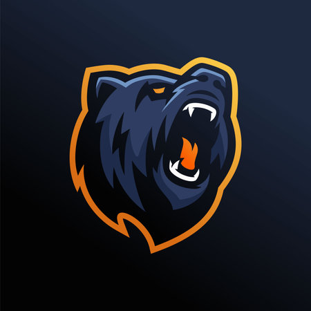 Modern professional grizzly bear logo for a sport teamのイラスト素材