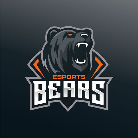 Modern professional grizzly bear logo for a sport teamのイラスト素材