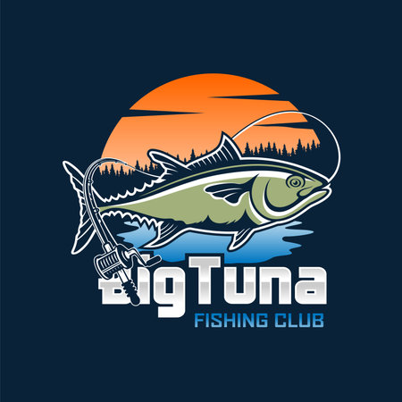 big tuna design for t shirt  and fishing hobby  logo designsのイラスト素材