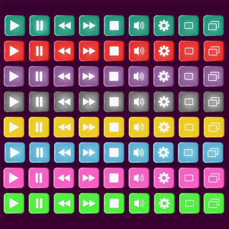 Set of 3D buttons. Colorful UI icons set.のイラスト素材