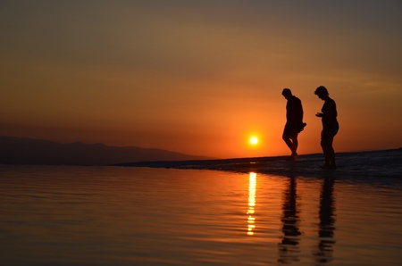 silhouette of loving coupleの写真素材