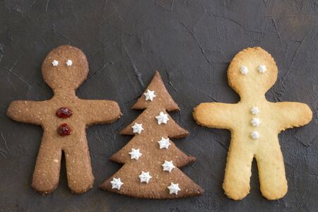 Homemade children's Christmas cookies of various shapes