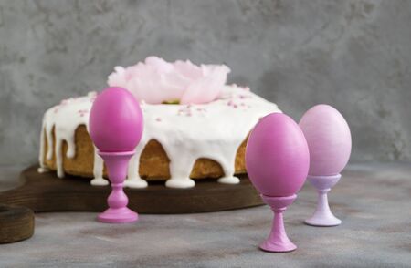 painted Easter egg on a gray background.