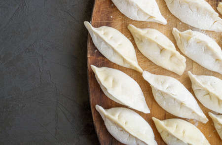 Modeling of homemade meat dumplings. ingredients for cooking dumplings.の写真素材