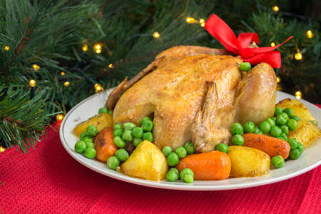 Baked chicken in the oven. festive dish.の写真素材