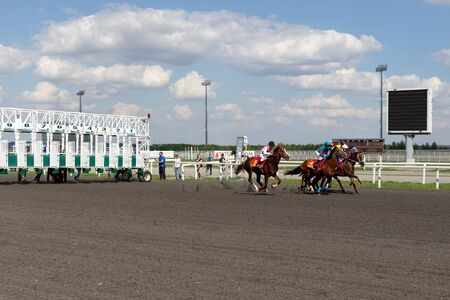 Kazan, Russia - 10 may 2019: horse racing at the Kazan hippodromeのeditorial素材