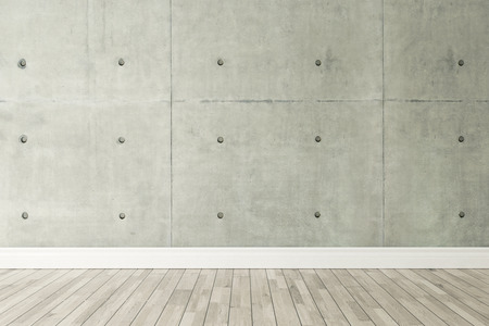 concrete wall and wooden parquet decor like loft style, background, template designの写真素材
