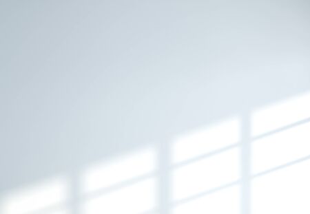 Shadow effect due to sunlight reflection and window frame on white wall realistic background 3D...