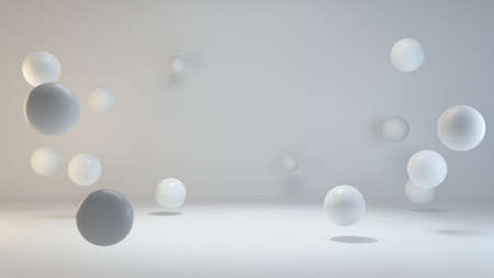 Shapes and white studio light concept background 3D rendering