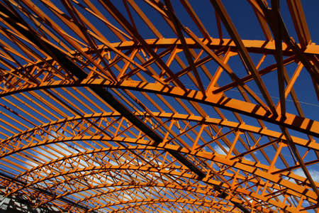 steel truss roof for building construction. background