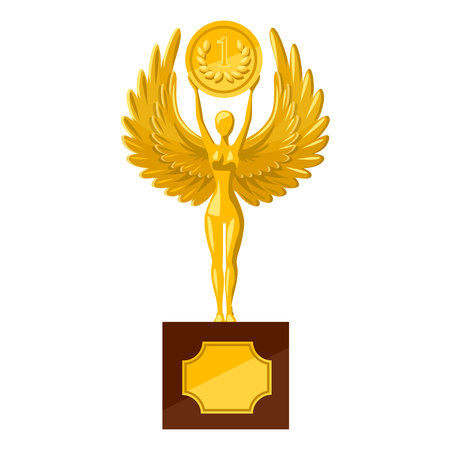 golden statue. Woman with wings isolated on whiteのイラスト素材