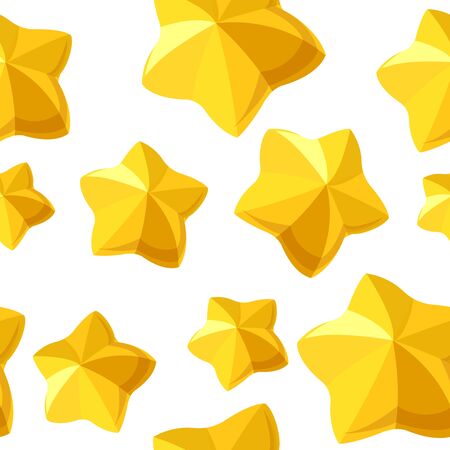 Vector seamless pattern with golden volunetric stars on whiteのイラスト素材