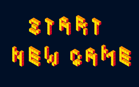 Retro game lettering pixel isometric vector illustrationのイラスト素材
