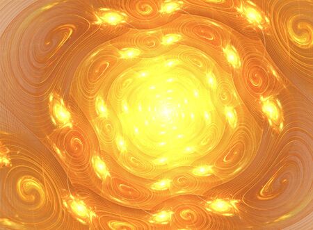 This is gold fractal background with light blurs.の写真素材