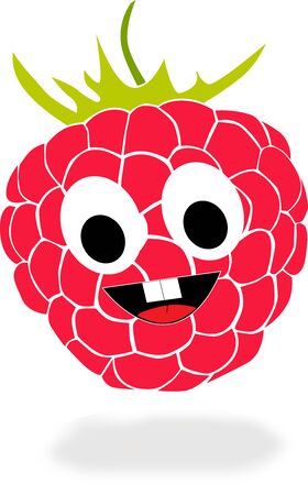 On this picture is cute cartoon raspberry with grin.の写真素材
