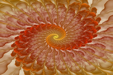 On this picture is fractal spiral with shades of gold color.の写真素材