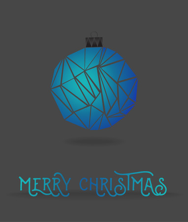 This is vector greeting card with inscription merry christmas and one blue globe on a backgroung in the same color.のイラスト素材