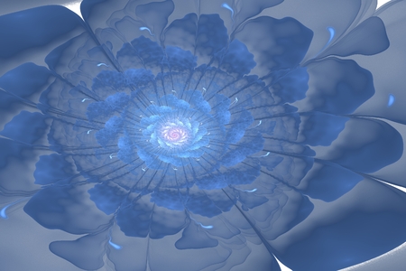 On this picture is blue fractal breathtaking flower spiral background.の写真素材
