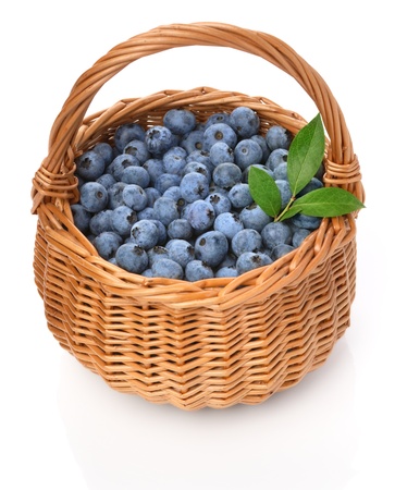 Blueberries in a basketの写真素材