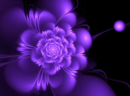 Abstract fractal background with a picture of a purple flowerの写真素材