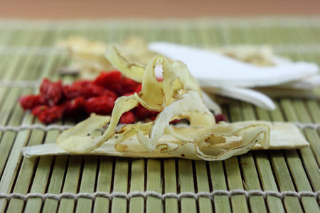 Fragrant Solomonseal Rhizome and chinese spicesの写真素材