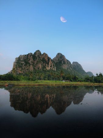 kownor rocky mountain and water reflex  in Nakornsawan, North, Thailand 