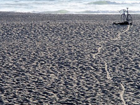 The long track bike is the way to the sea.の写真素材