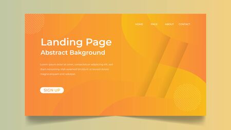 Creative orange landing page design. Minimal geometric background. Dynamic shapes composition.Trendy gradient shapes.のイラスト素材