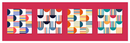 Geometric minimalistic color composition template with shapes.