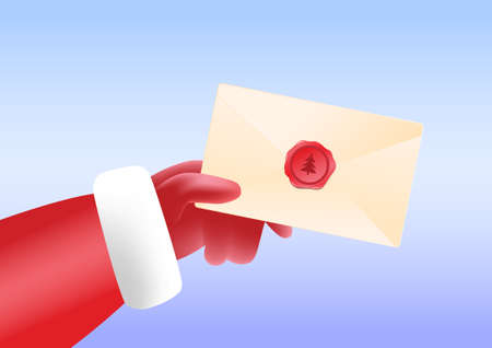 Send Santa Claus holding envelope in hand.のイラスト素材