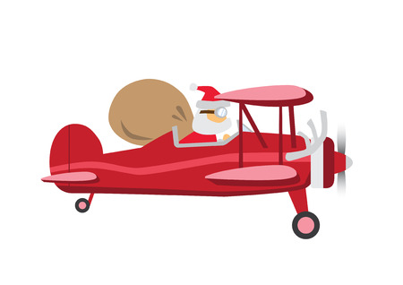 Santa Claus ride a Planeのイラスト素材