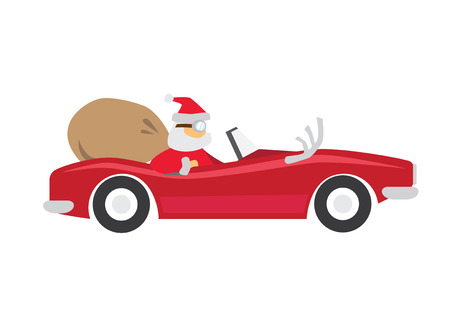 Santa Claus ride a carのイラスト素材